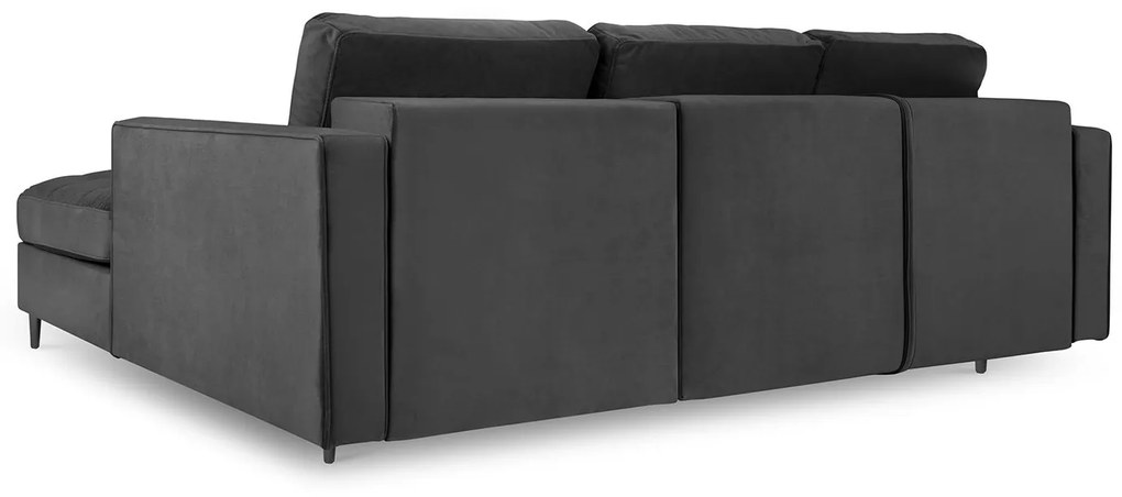 Rozkladacia zamatová pohovka s úložným priestorom Romeo pravý roh 240 × 175 × 96 cm