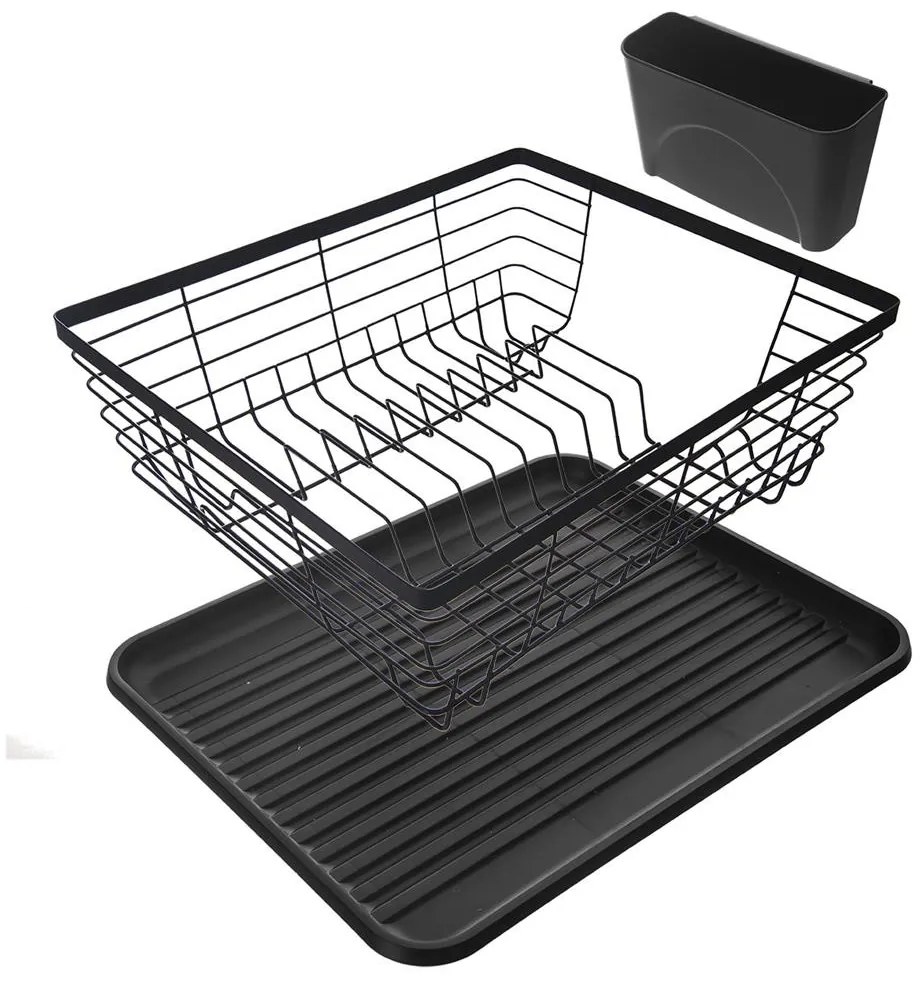 Orion Odkvapkávač na riad, čierny, so stojanom na príbory ARIES