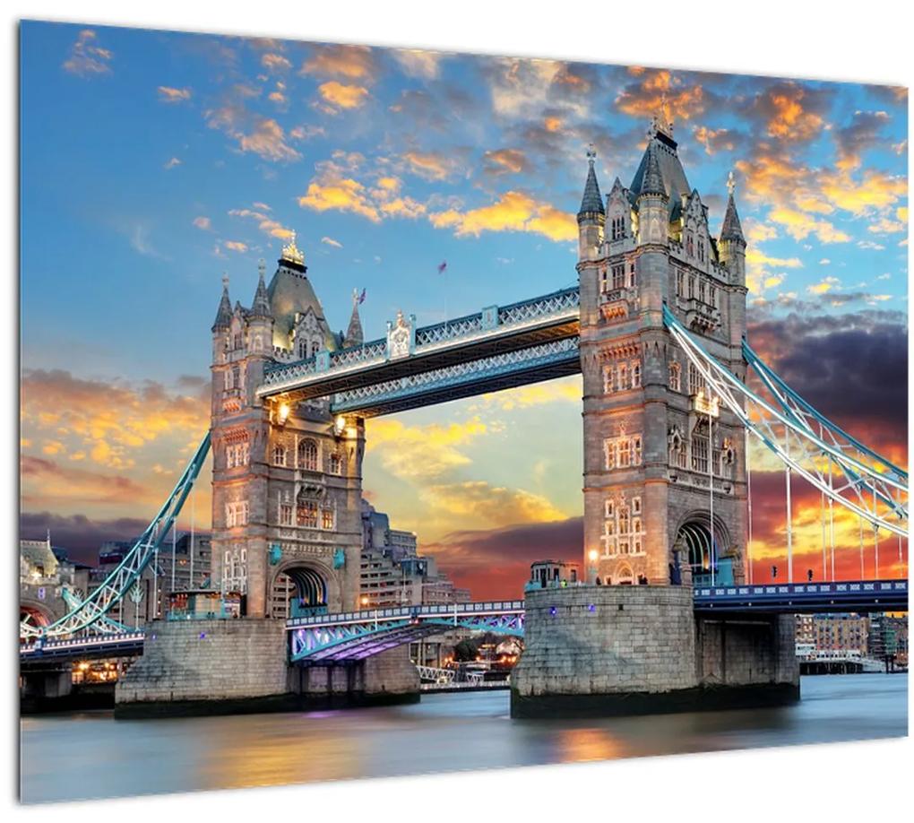 Sklenený obraz - Tower Bridge, Londýn, Anglicko (70x50 cm)