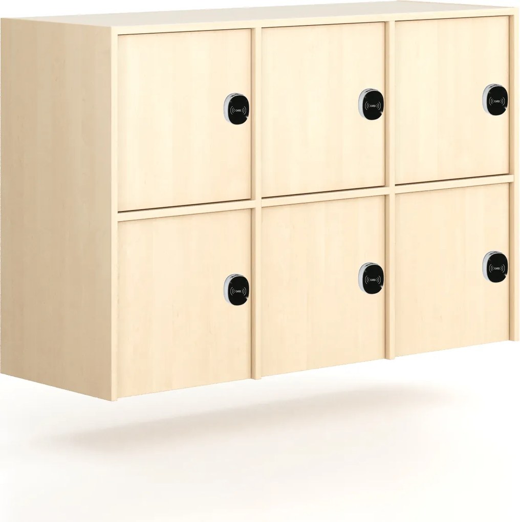 Nadstavba pre skrine FRAME, 6x dvere, 1299 x 450 x 854 mm, RFID zámok, breza