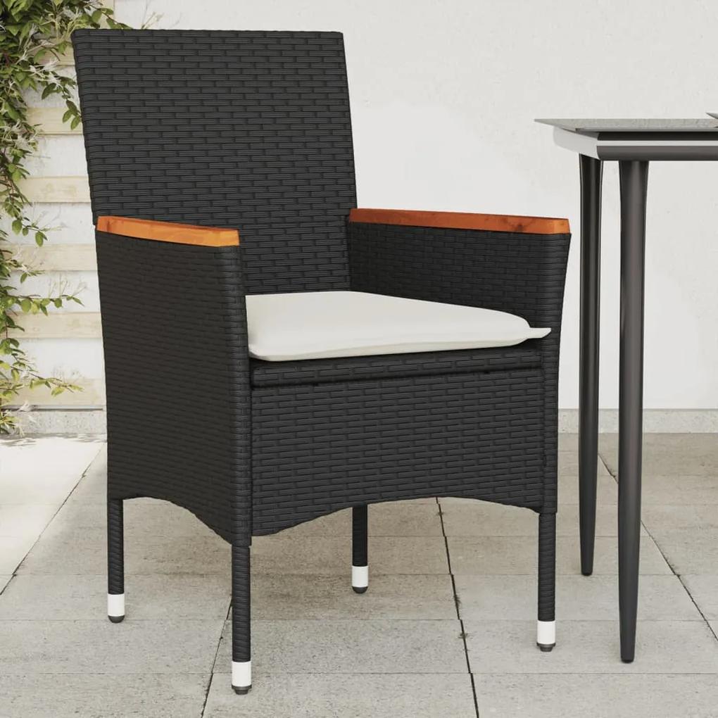 Záhradné stoličky s podložkami 2 ks čierne polyratan 368119