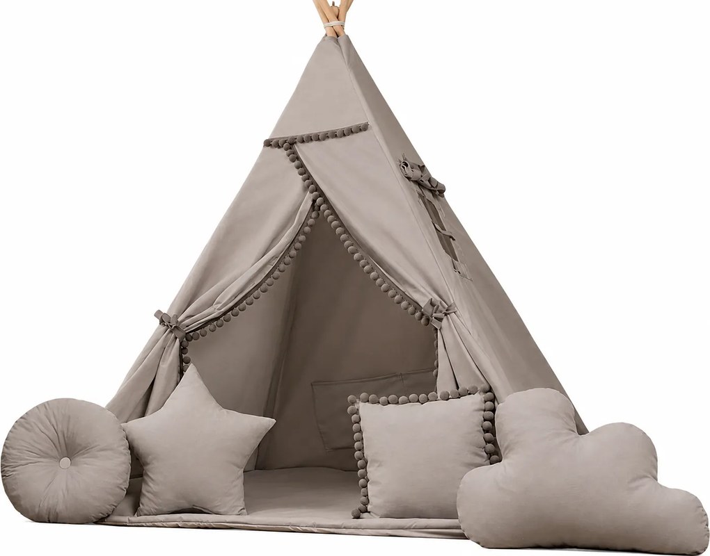 Detský stan TEEPEE (TÍPÍ) SUPERIOR s doplnkami - ŠEDÝ