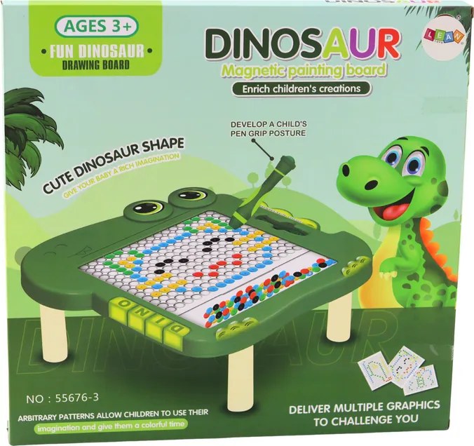 LEAN Toys Vzdelávacia magnetická tabuľa Dinosaur Puzzle Pad Green