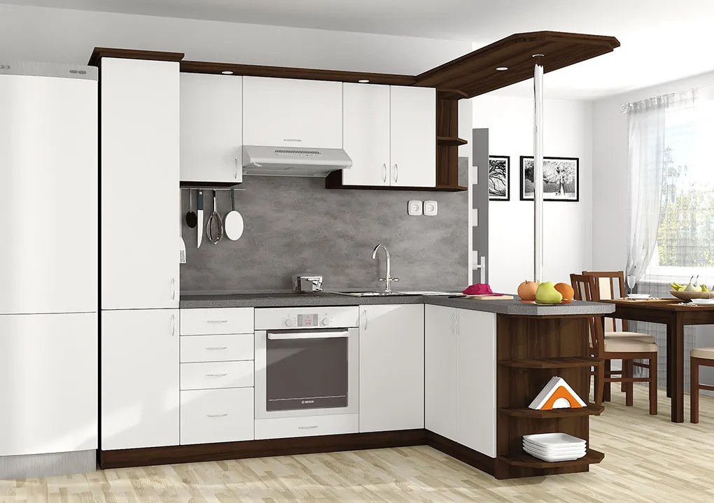 Nabytekmorava Kuchyna s ostrovčekom Bára C farba kuchyne: dub sonoma svetlá / biela, pracovná doska: s pracovnou doskou