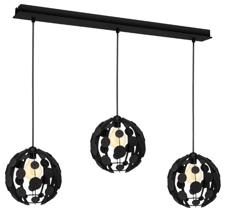 Luster na lanku GAIA 3xE27/60W/230V čierna/hnedá