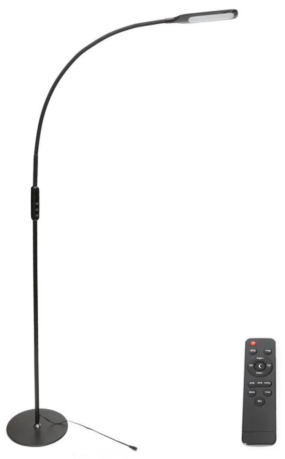 Platinet LED Stmievateľná stojacia lampa LED/9W/230V čierna + diaľkové ovládanie PL0272