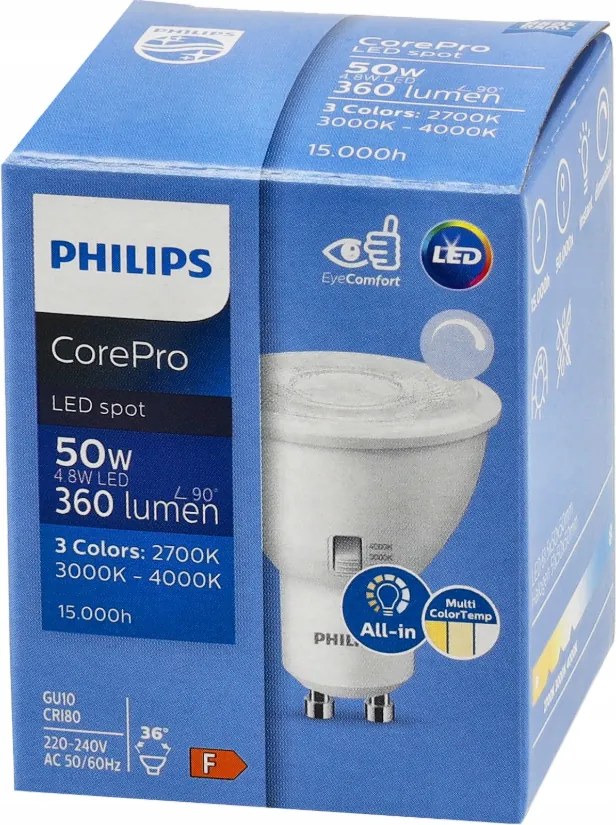 LED žiarovka GU10 4,8W 360lm CorePro CCT