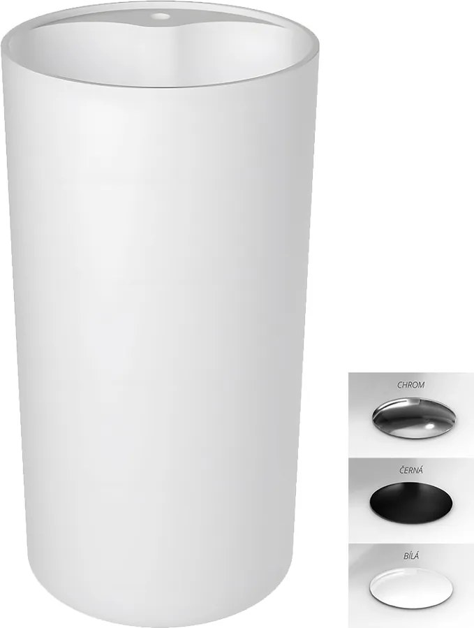 Besco Voľne stojace umývadlo z liateho mramoru Lumen Matt UM VS ø 45 cm BESCO-Typ výpuste: Click-Clack s prepadom, chróm