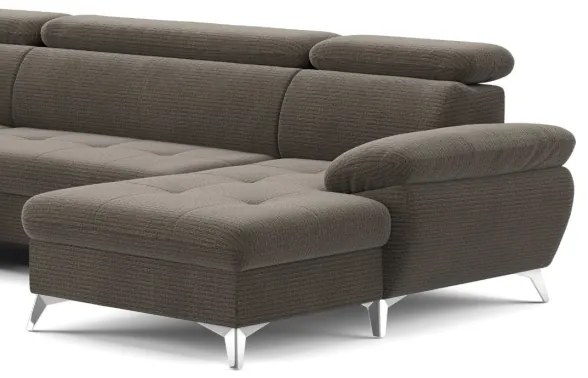 Rozkladacia rohová sedačka CATANIA do U, ľavá, hnedá, s úložným priestorom