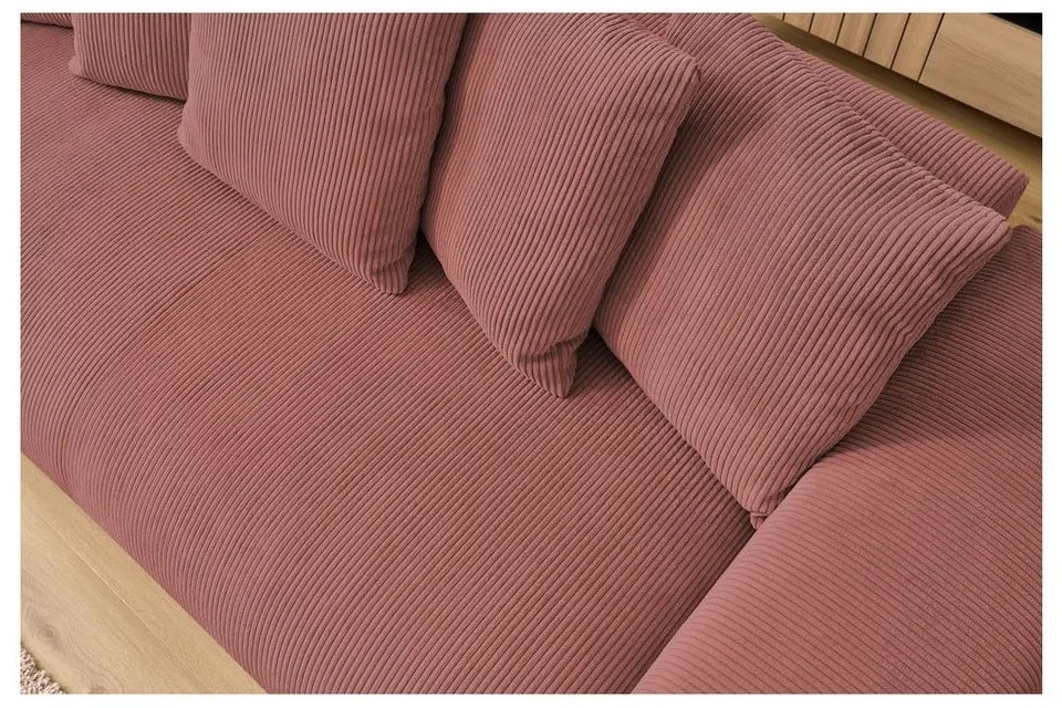 Svetloružová menčestrová pohovka 280 cm Voltaire – Bobochic Paris