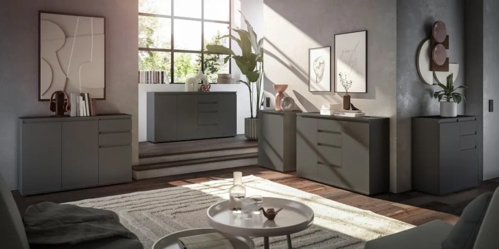 Komoda s 2 šuplíkmi Brest, 119 cm, antracitová