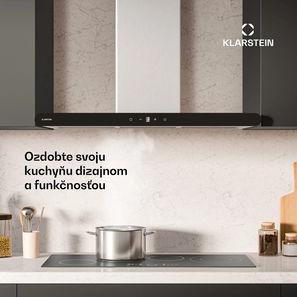 Klarstein CurveVent digestor, 700 m³/h, Dotykový, LED, 110 W, EEK A+