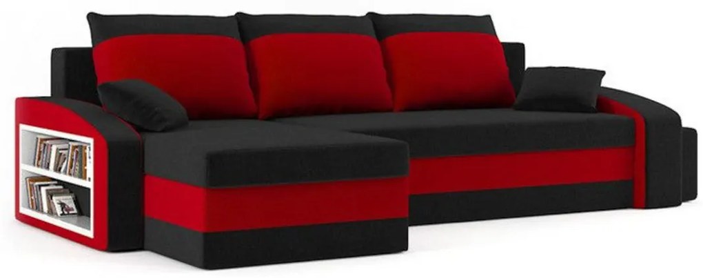 Rohová rozkladacia sedačka LINT 2, 255x75x140, haiti 17/haiti 0, ľavá