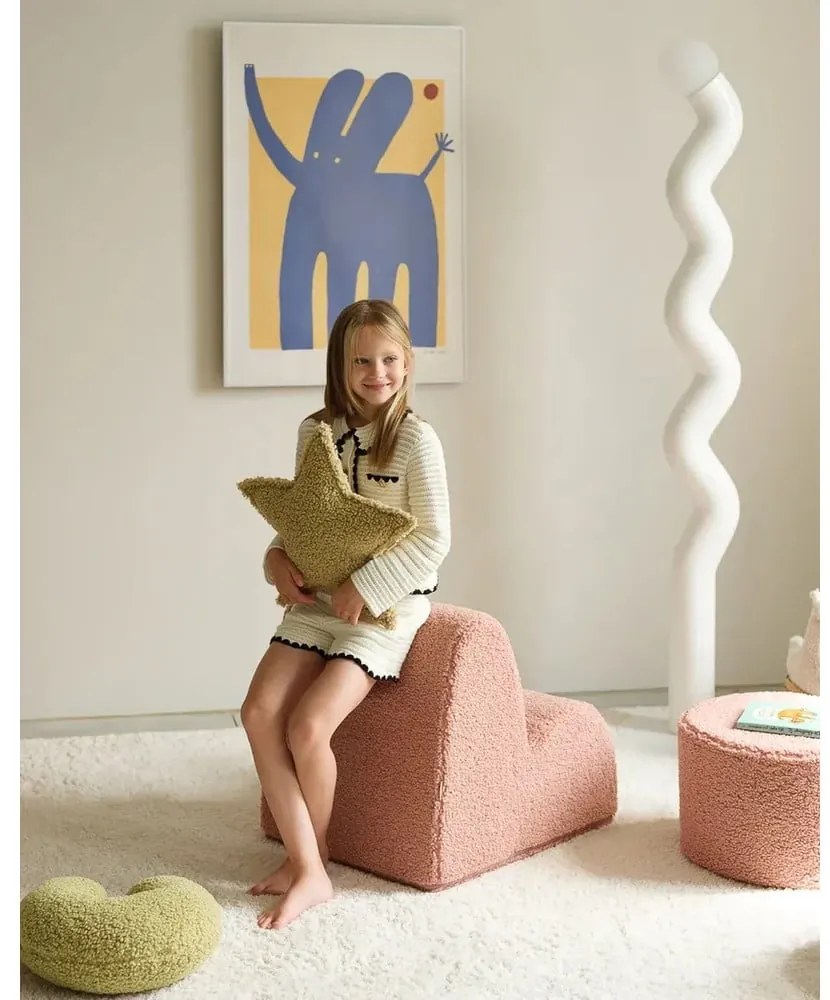 Zelený detský pohovkový vankúš z textílie buklé Star – Wigiwama