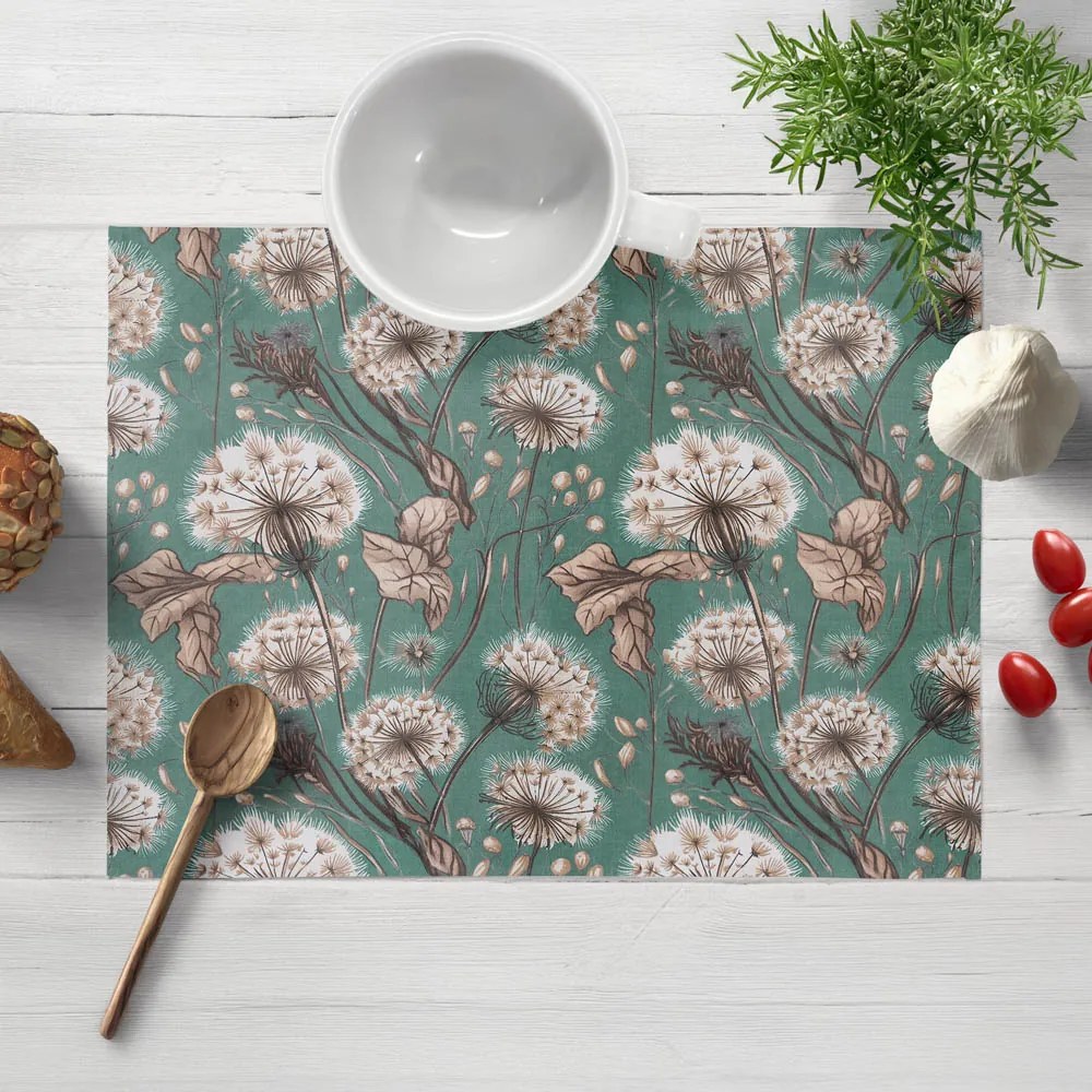 Biante Bavlnené prestieranie na stôl Sandra SA-716 Jesenné púpavy na zelenom 30x40 cm