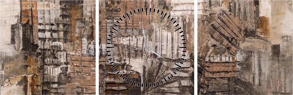 Obraz - Abstrakcia v hnedých tónoch (s hodinami) (90x30 cm)