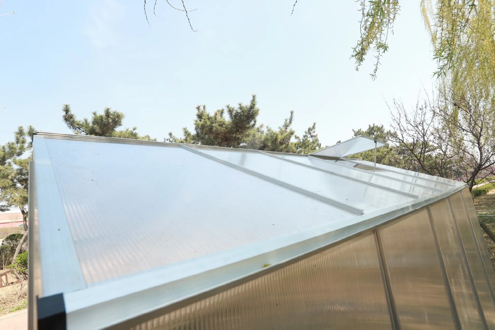 Skleník so základňou BestBerg BBGH-1006S / 5,95 m² / 313 × 190 × 194 cm / strieborná