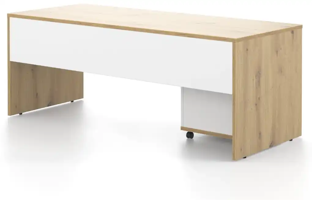 DREVONA Kancelársky stôl LUTZ 200x80 dub artisan + biela | BIANO
