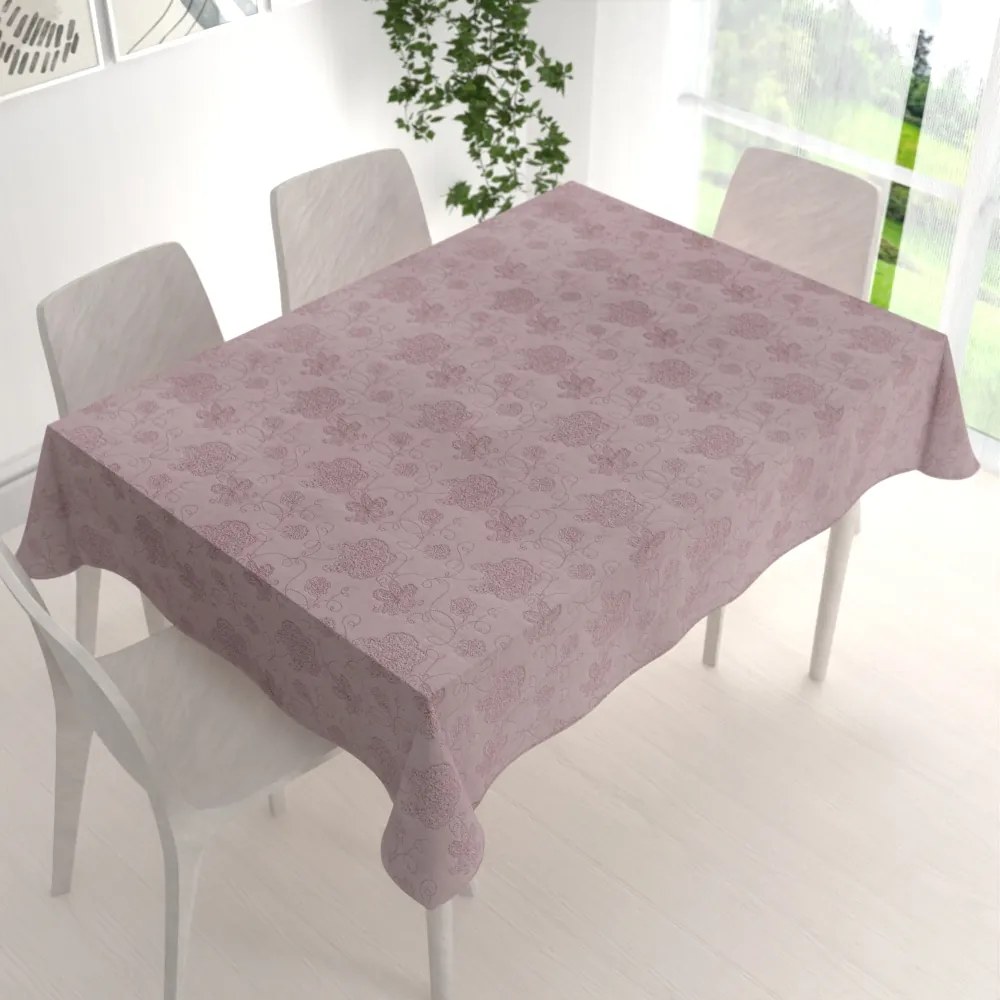 Biante Teflónový obdĺžnikový obrus TF-077 Kvetované ornamenty na staroružovom 140x220 cm