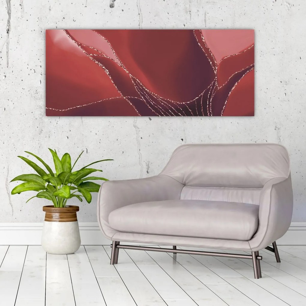 Obraz - Červená abstraktná kvetina N⁰2 (120x50 cm)