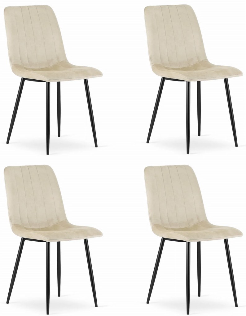 Set 4 kresiel LAVA - béžový zamat / čierne nohy