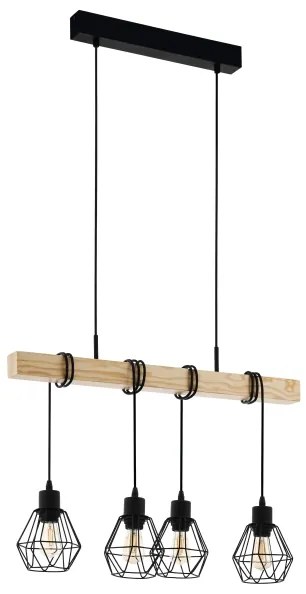 Eglo 44075 - Závesné svietidlo TOWNSHEND na lane 4xE27/60W/230V