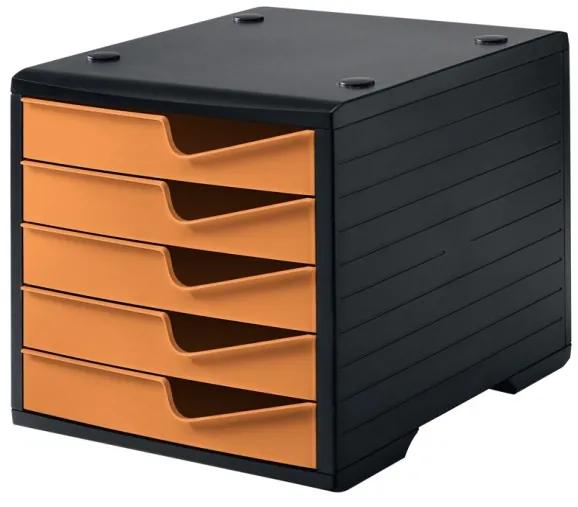 Triediaci box, 5 zásuviek, čierna/oranžová