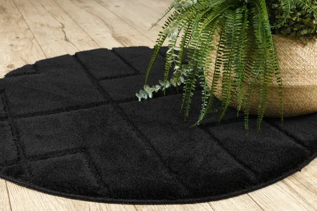 Kúpeľňový koberček SUPREME LINES línie, čierny kruh