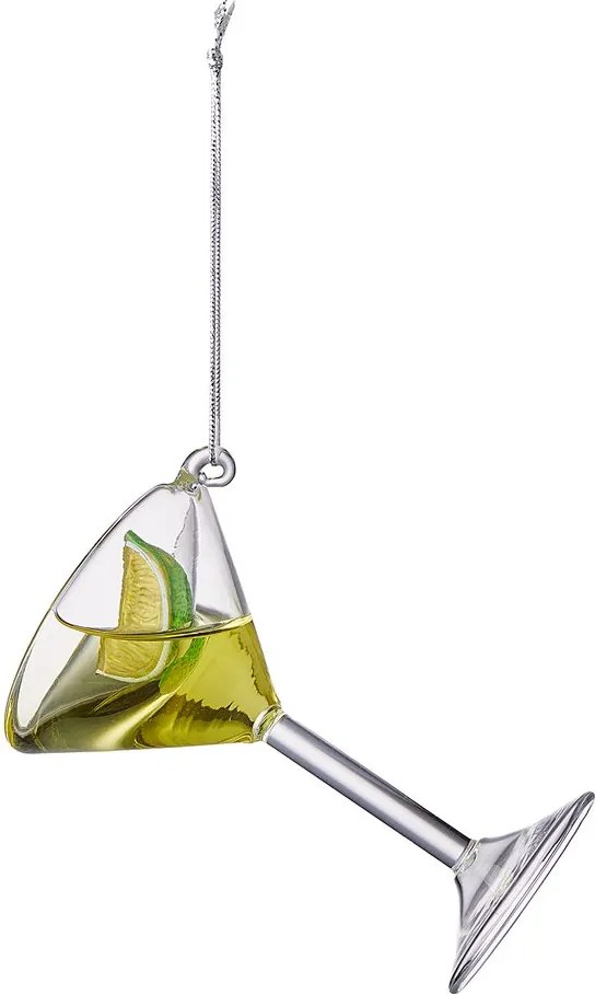 HANG ON Sklenená ozdoba pohár martini