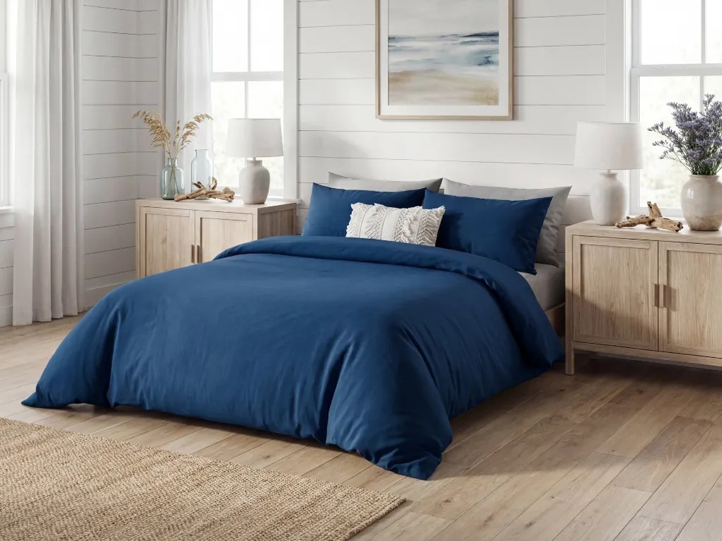 Bavlnené obliečky CALMORA tmavomodré Rozmer obliečky: 2 ks 70 x 90 cm | 200 x 220 cm