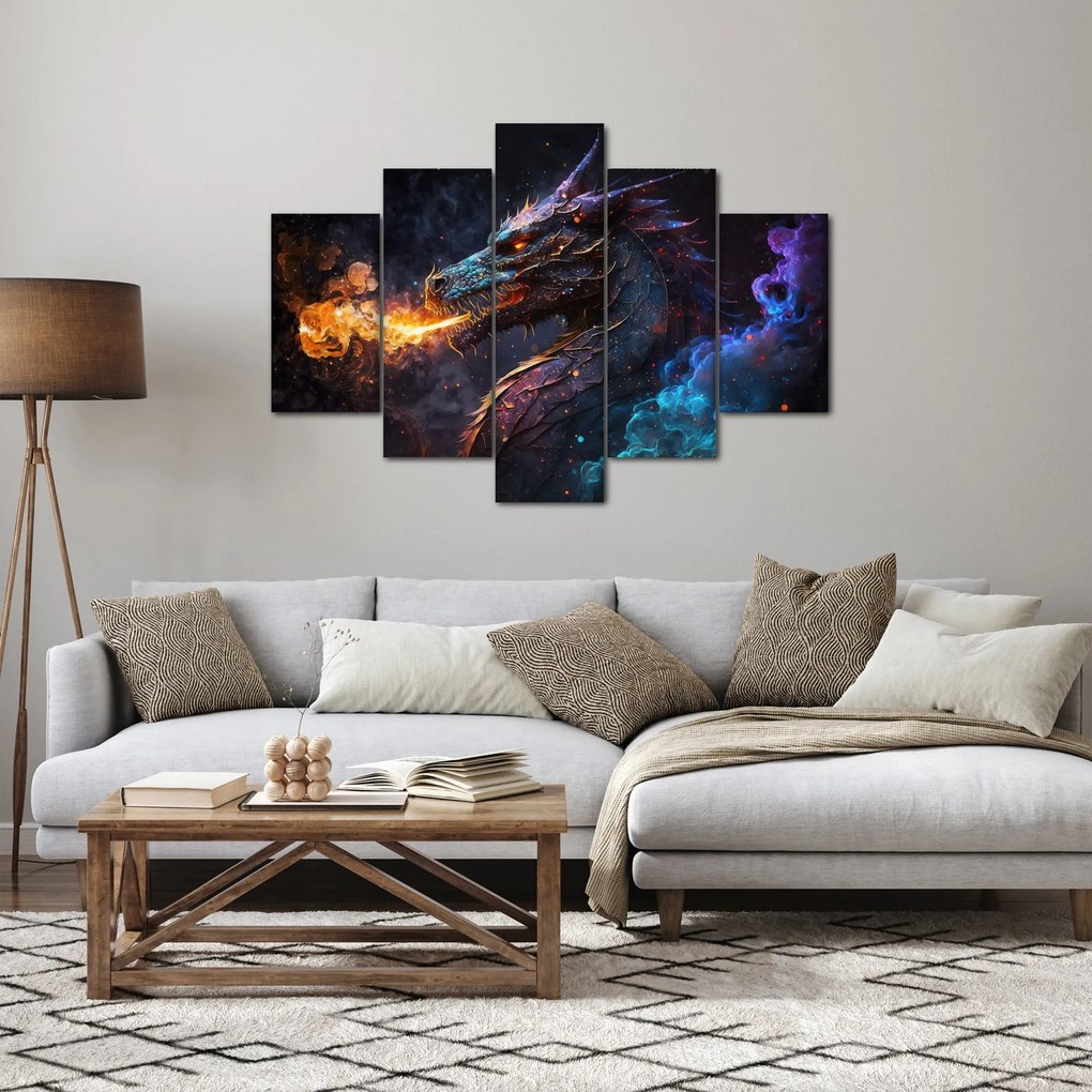 Obraz - Drak pľuvajúce plamene (150x105 cm)