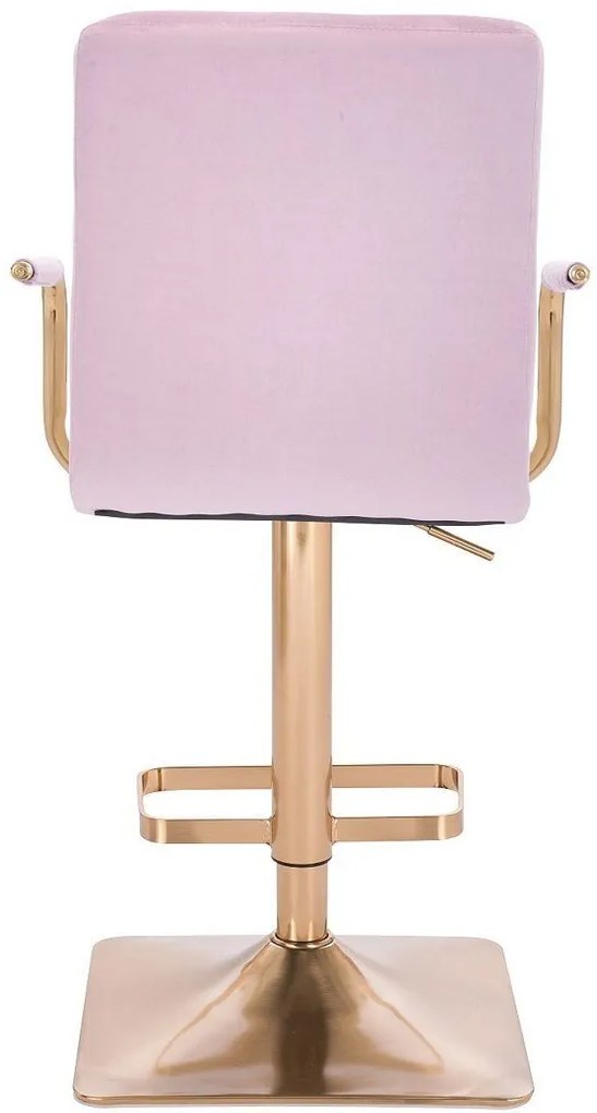 LuxuryForm DESIGN Barová stolička VERONA GOLD VELUR na zlatej hranatej podstave - levanduľa