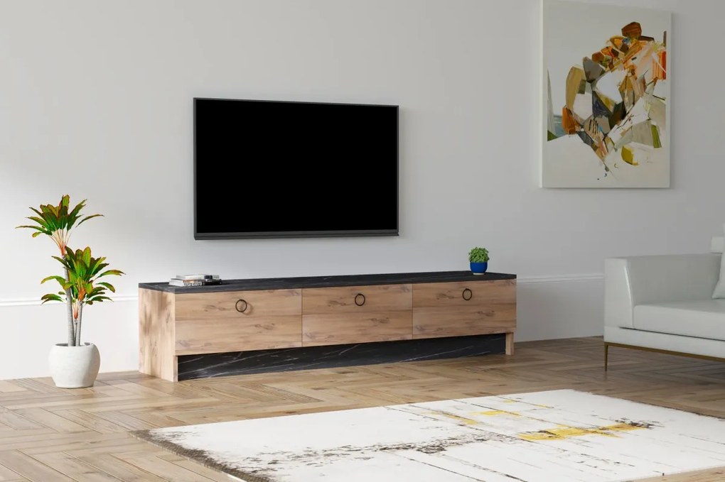 TV stolek PEGA 160 cm černý/hnědý