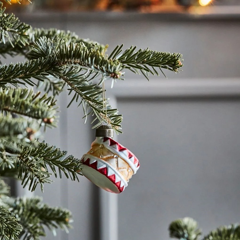 House Doctor Vianočná ozdoba Tambur Red Gold – set 4 ks