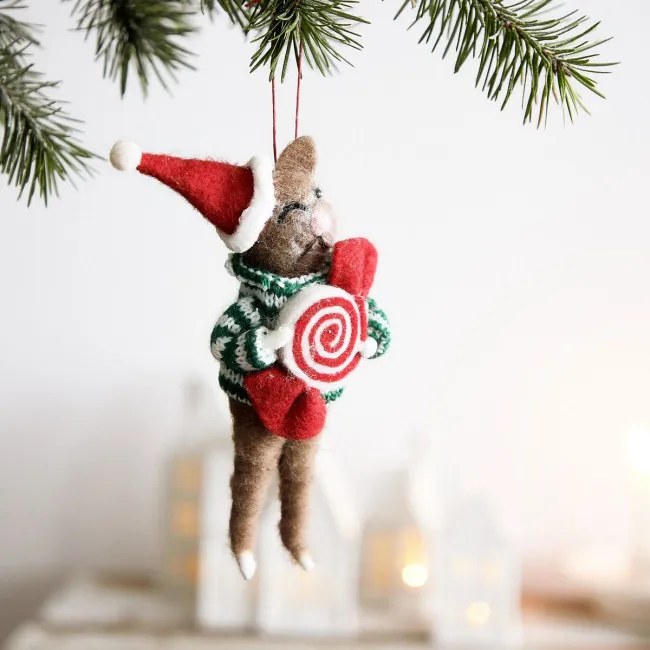 Vianočná ozdoba PETTIES myška s cukríkom 863887