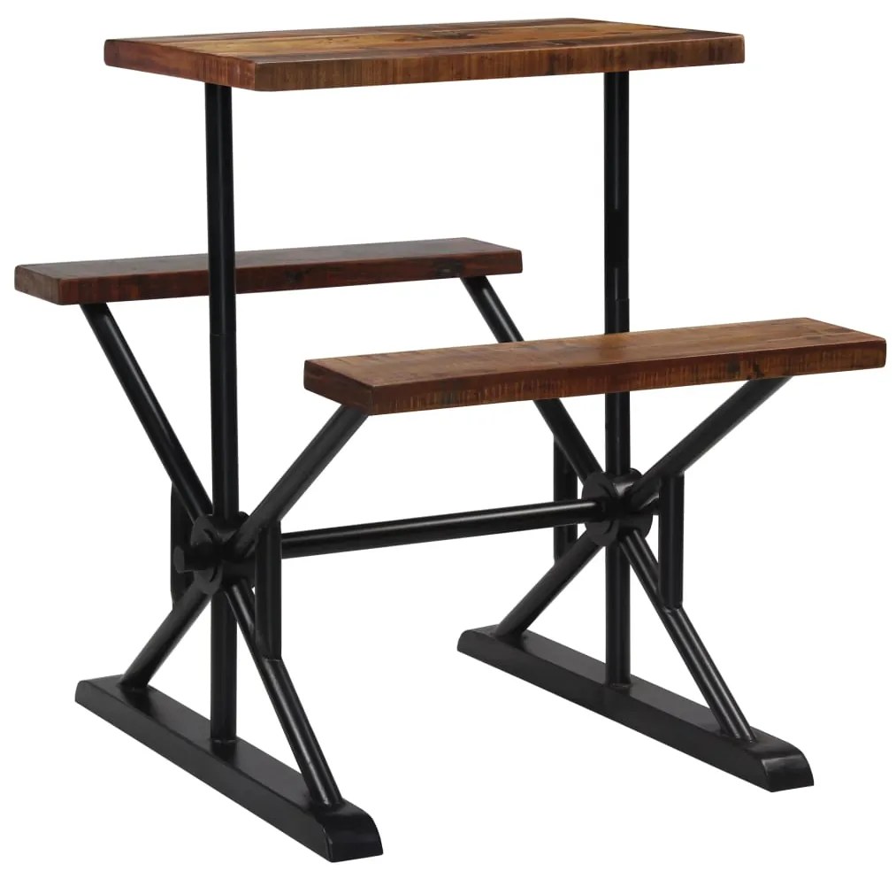 vidaXL Barový stôl s lavicami z recyklovaného dreva 80x50x107 cm