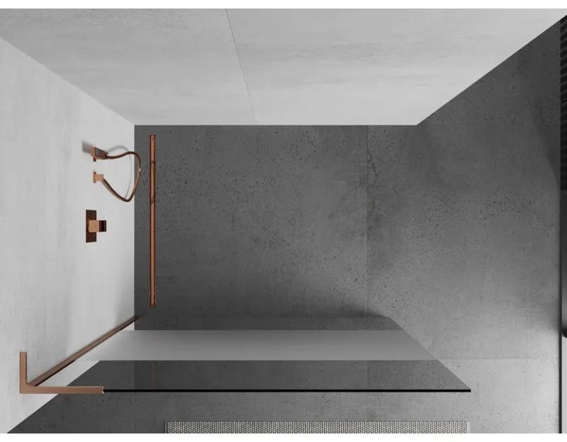 Mexen Kioto L, sprchová zástena Walk-In 120 x 200 cm, 8mm číre sklo-námraza, medený matný profil, 800-120-103-65-35