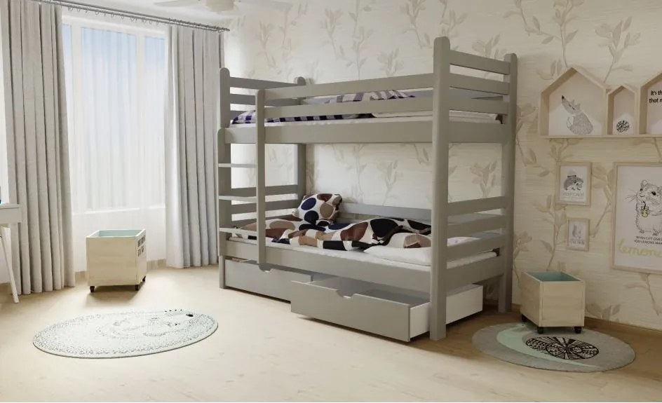 MAXMAX Detská poschodová posteľ z MASÍVU 200x90cm bez šuplíku - M07