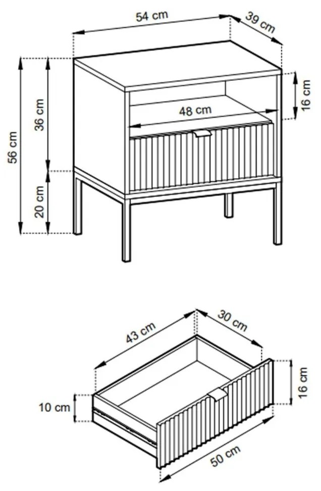 NOČNÝ STOLÍK VIGGO ČIERNY + ZLATÝ PODSTAVEC