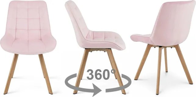 Jedálenská stolička SORIA 360 zamatová, svetloružová / hnedé nohy
