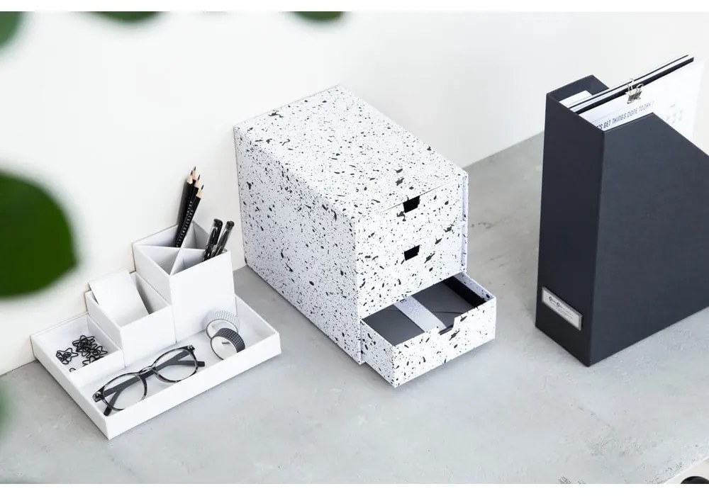 Biely 4-dielny stolový organizér na písacie pomôcky Bigso Box of Sweden Lena