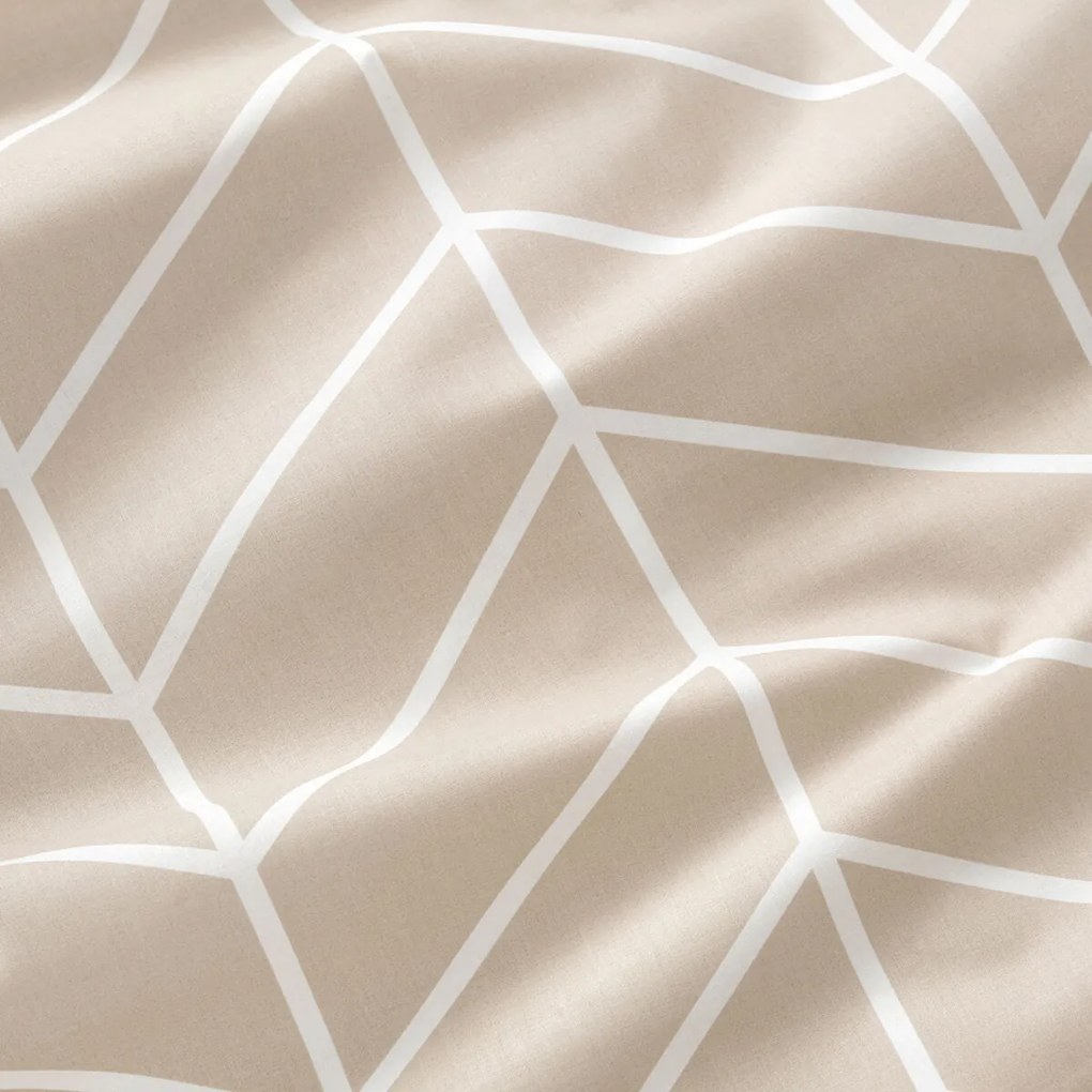 Goldea bavlnené posteľné obliečky - biely a béžový cikcak 200 x 200 a 2ks 70 x 90 cm