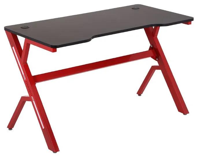 Herný stôl čierny - červený rám | 120x60x73 cm