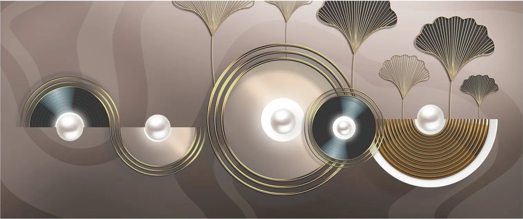Obraz - Zlatohnedá abstrakcia (120x50 cm)