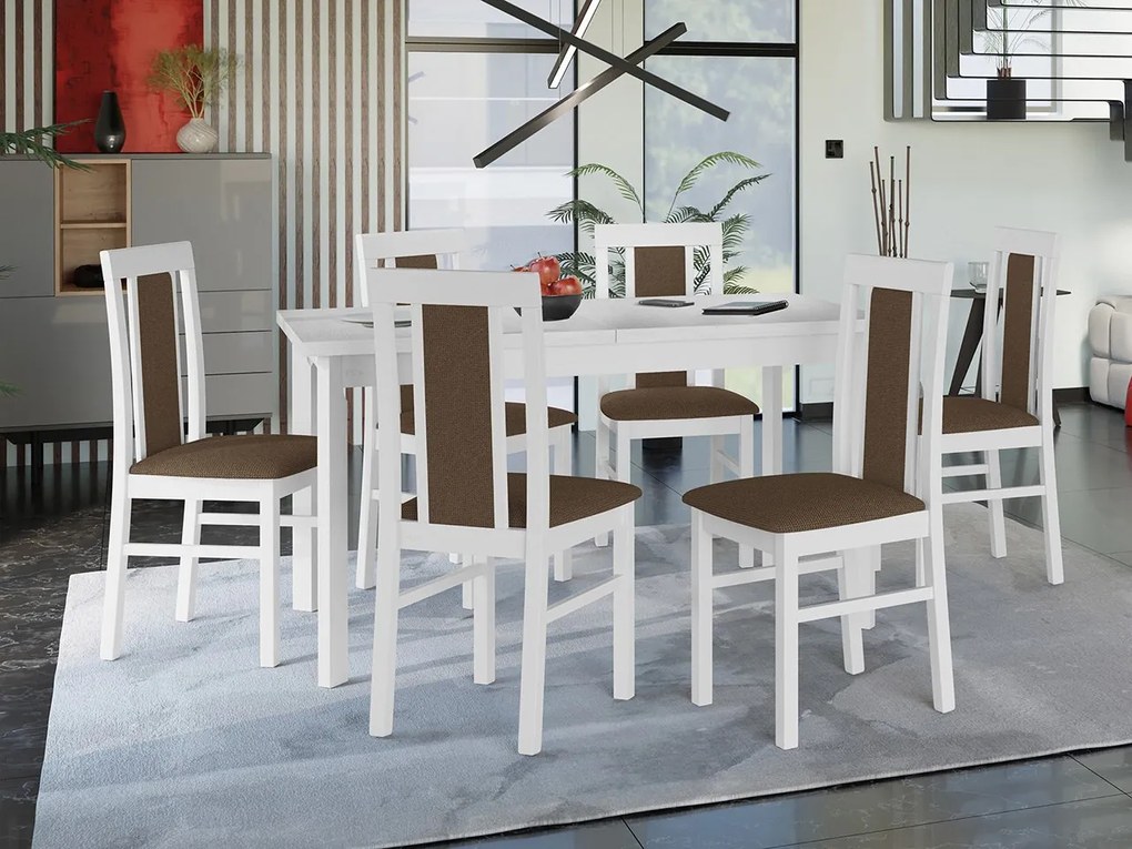 Rozkladací stôl so 6 stoličkami - AL34, Morenie: Orech - L, Poťahové látky: 25x - Paros 2