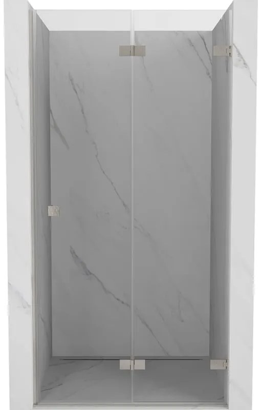 Mexen, Mexen Lunar-F pravé sklápacie sprchové dvere 85 cm, transparentné, brúsený nikel - 836-085-000-97-00-P
