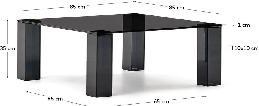 Tmavosivý sklenený konferenčný stolík 85x85 cm Adularia – Kave Home