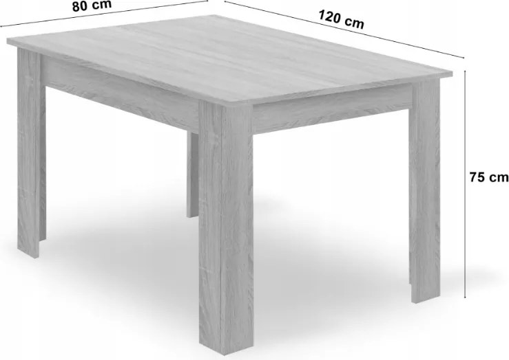 AKCIA Biely jedálenský stôl s doskou v dekore dub sonoma MADO 120x80 II. akosť