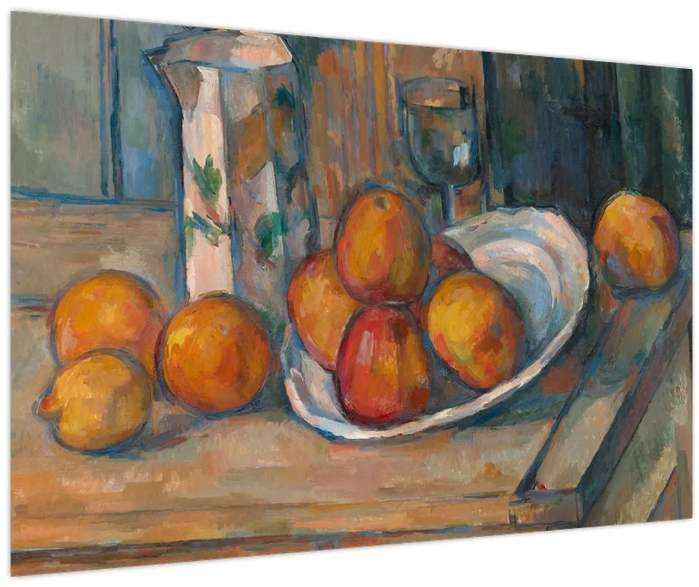 Obraz - Paul Cézanne, Still Life with Milk Jug and Fruit, reprodukcia (90x60 cm)