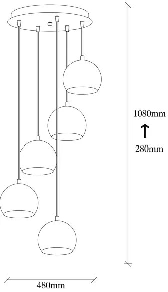 Luster na lanku SIVANI 5xE27/40W/230V medená
